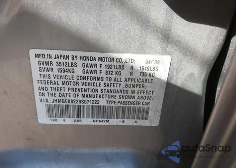 2009 Honda Fit из США, поврежденный, VIN JHMGE88229S071222